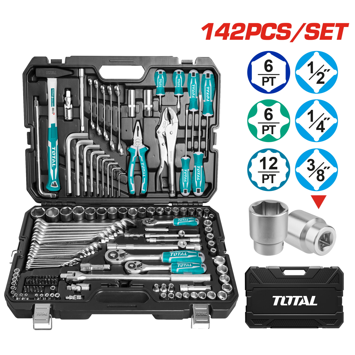 Kit de herramientas profesional 142 Pcs Total - Casa Ventre Comercial